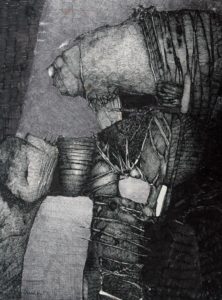 Exploracje I, tusz, karton, 76 x 58 cm, 1985, z kolekcji Barbary i Leszka Ledwoniów